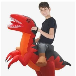 Kids Inflatable Red Raptor Ride-on Costume Size Standard Halloween